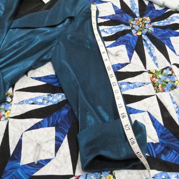 J. R. Nites Turquoise Dressy Fitted Mock Wrap Top for Women Sz 8 - Picture 9 of 11